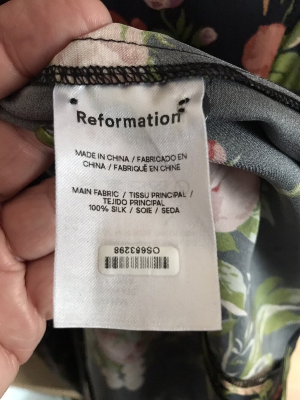 Reformation Julius Silk Dress Black Floral Print Long Sleeve Midi sz 4 read - Picture 5 of 5